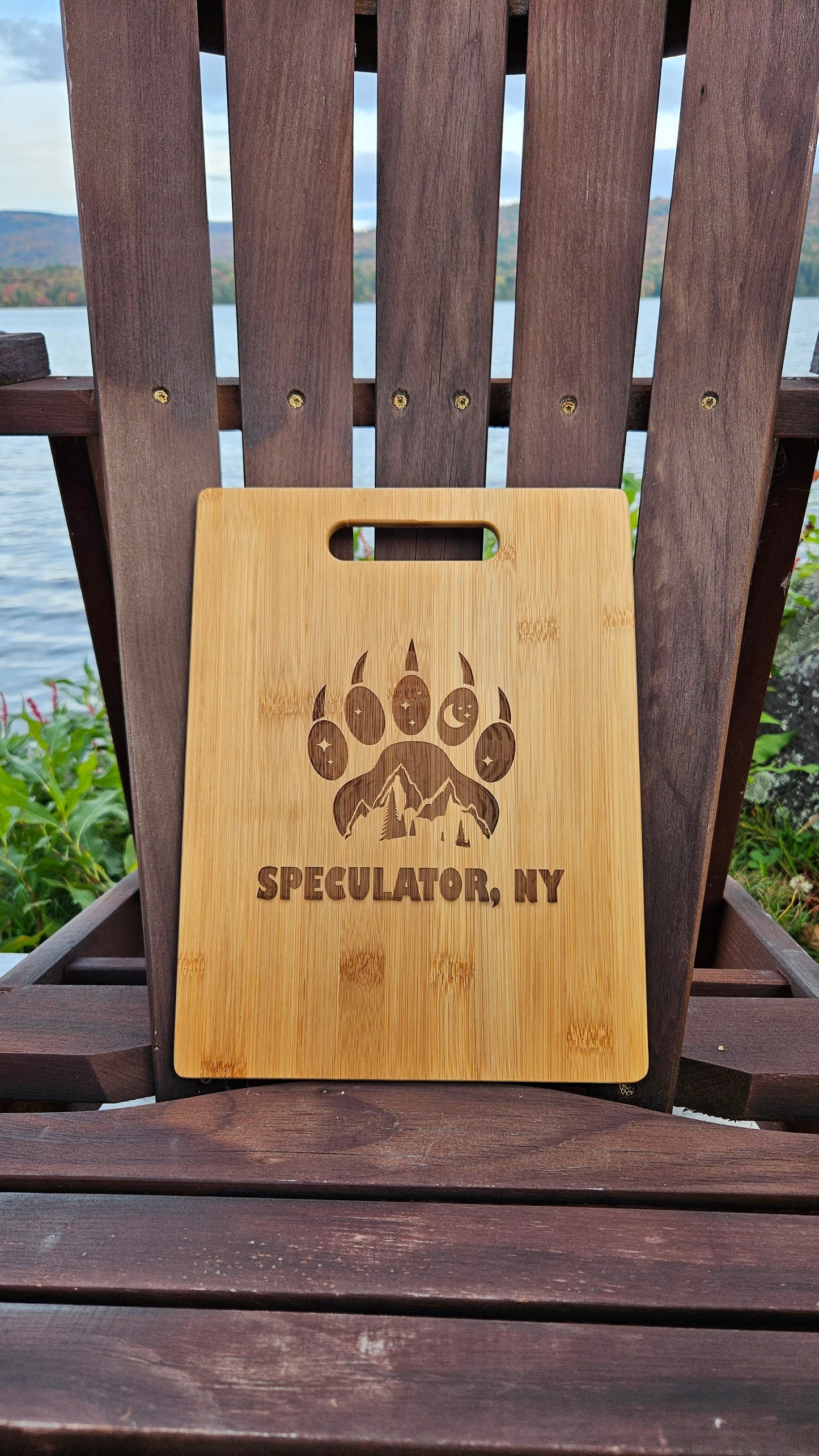 a wooden board sitting on top of a wooden chair