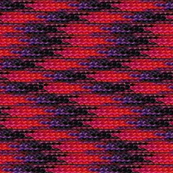 A vibrant textile pattern featuring horizontal stripes in shades of red, purple, and black. The textures appear woven with zigzag patterns creating a dynamic and intricate design. Accentuated with reflective and glow-in-the-dark elements, the bright colors and geometric shapes give it a visually striking appearance reminiscent of the Insanely Paracord Candy Snake 550 Paracord - 125+ Color Options, Reflective & Glow in the Dark - Made in USA.