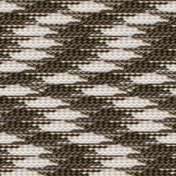 A close-up of a woven fabric with an intricate pattern in shades of brown and beige, forming a series of zigzag and diamond shapes. The texture appears soft and detailed, reminiscent of Insanely Paracord's Honky Tonk 550 Paracord - Made in USA, Over 125 Color Options craftsmanship.