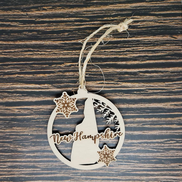 New Hampshire Laser Engraved State Christmas Ornament