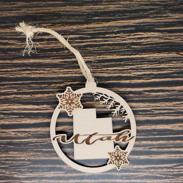Utah State Laser Engraved Wood Christmas Ornament