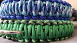 a close up of a pair of summer and winter colored dog collars