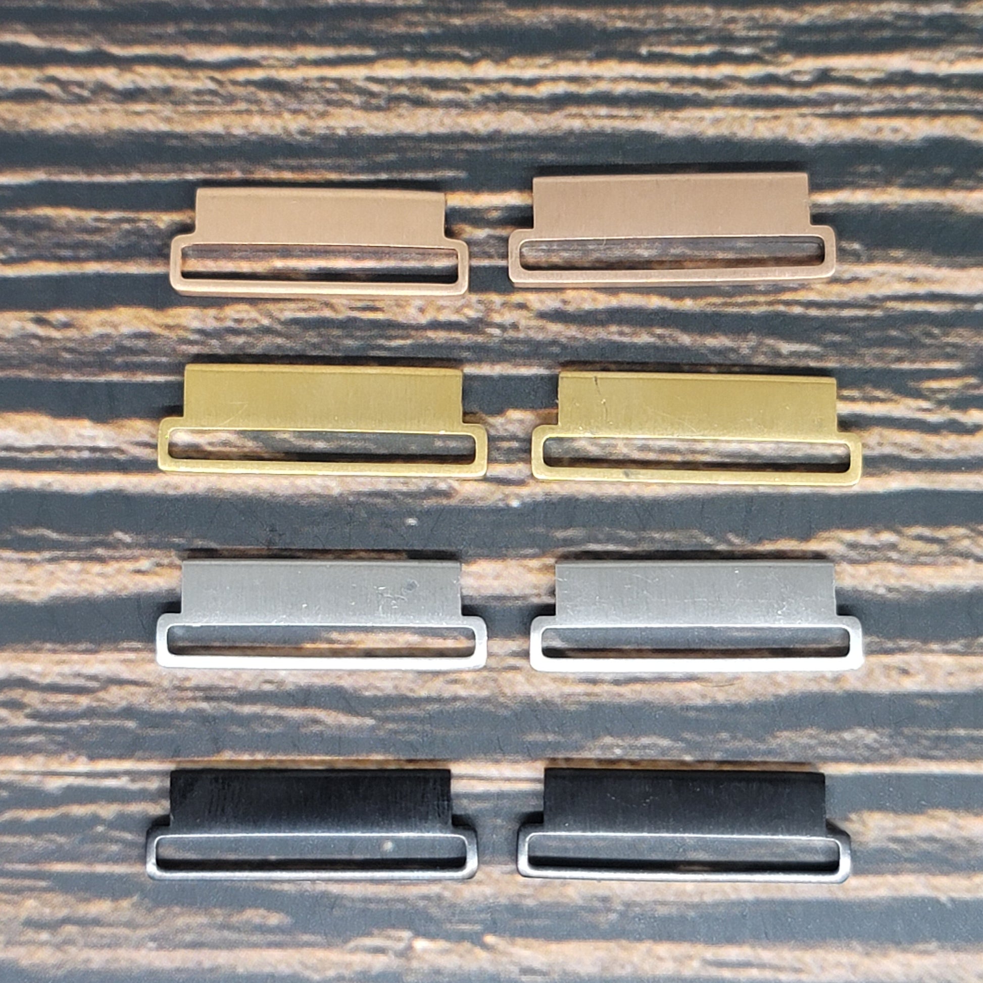 Adapters for 18mm, 20mm, and 22mm watch Bands. Available in Rose Gold, Gold, Silver, and Black