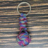 Monkey Fist Paracord Key Fob with 550 Paracord, 1" Key Ring, and 3/8" Marble