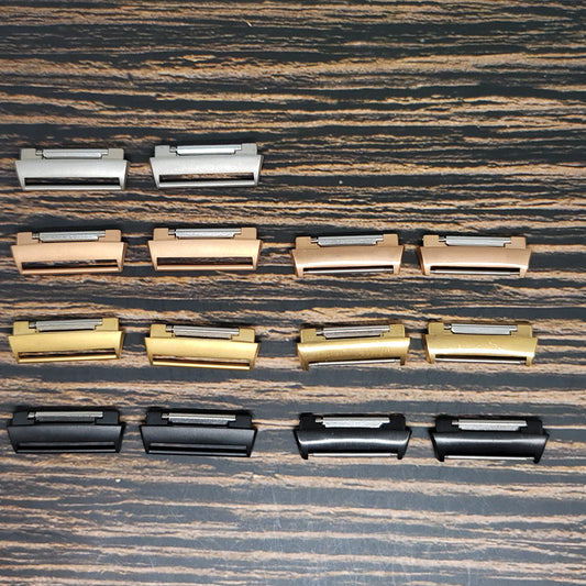 Adapters for Fitbit Ionic in Silver, Rose Gold, Gold, and Black. Removable Pins are optional