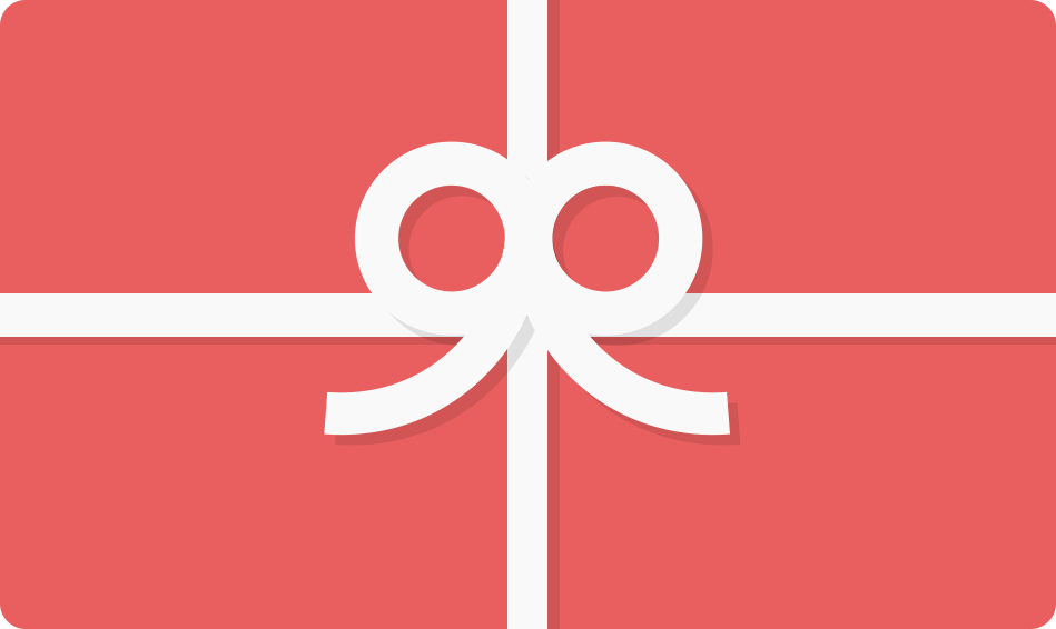 A simple illustration of a rectangular red gift box with a white ribbon tied into a bow at the center. The bow has two loops and two tails. The design is minimalistic, with flat colors and no shading, reminiscent of an electronic gift card or Insanely Paracord Gift Card - The Perfect Choice for Any Occasion style by Insanely Paracord.