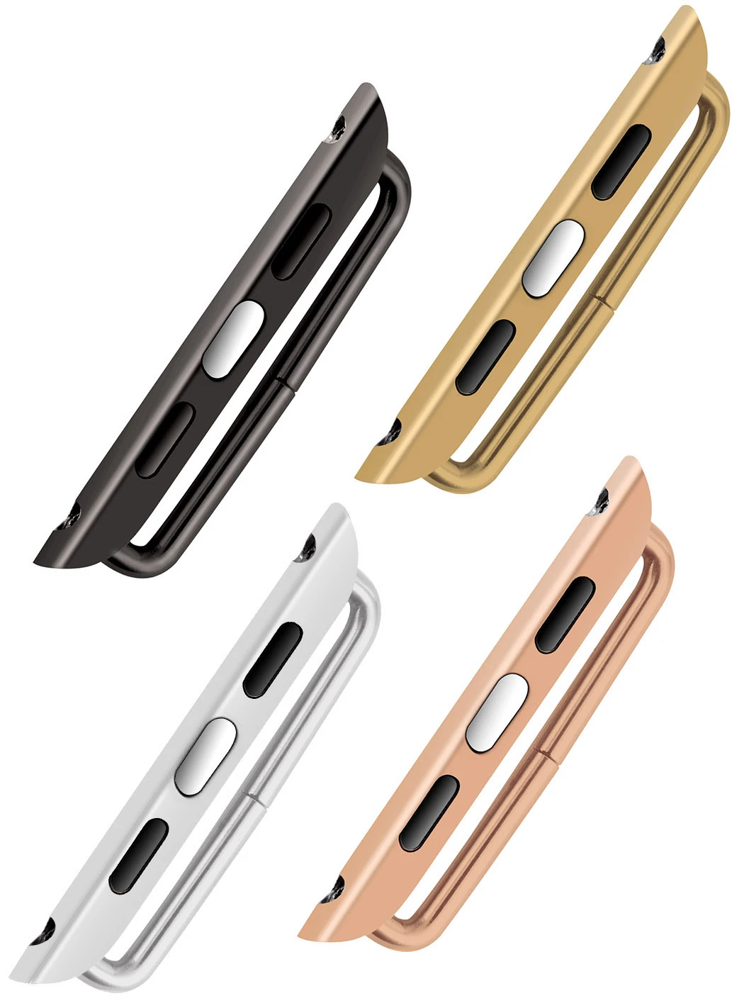 a set of four different colored metal cases