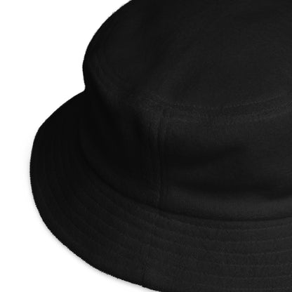 Close-up of an Insanely Paracord Terry Cloth Bucket Hat | 100% Cotton | Classic Brim | One Size Fits Most with a soft, round crown and a wide, downward-sloping brim. The fabric appears to be lightweight and smooth, ideal as a summer accessory. Visible stitching around the brim and crown adds detail. The background is white.